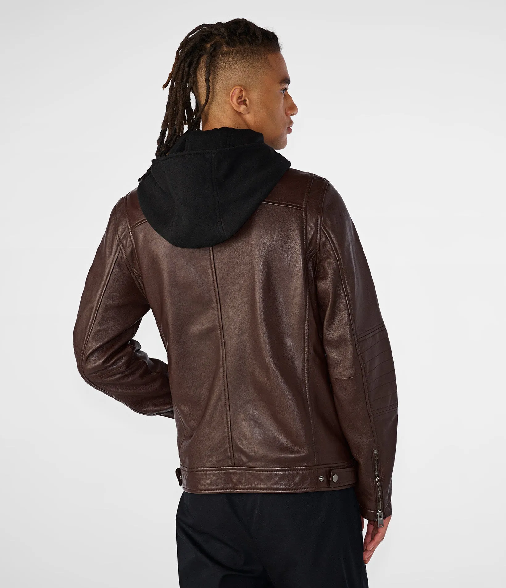 Cooper Leather Jacket With Removable Hood