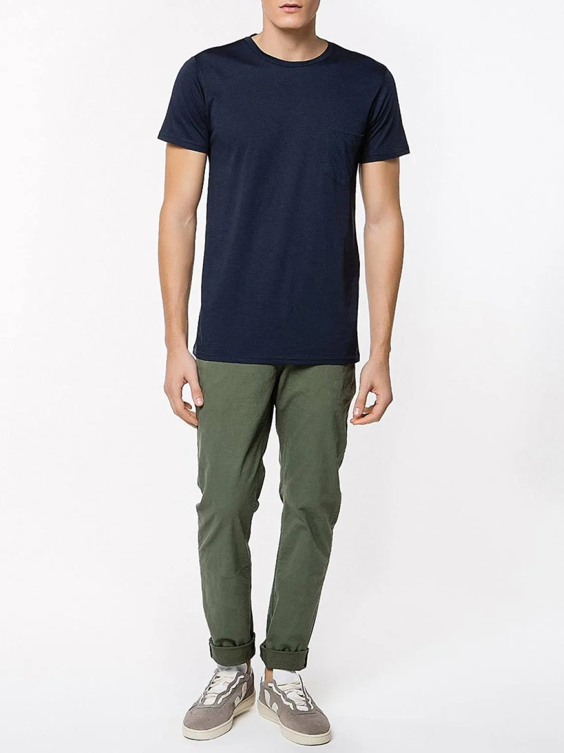 Crew Neck Modal-Blend Pocket T-shirt Midnight Blue