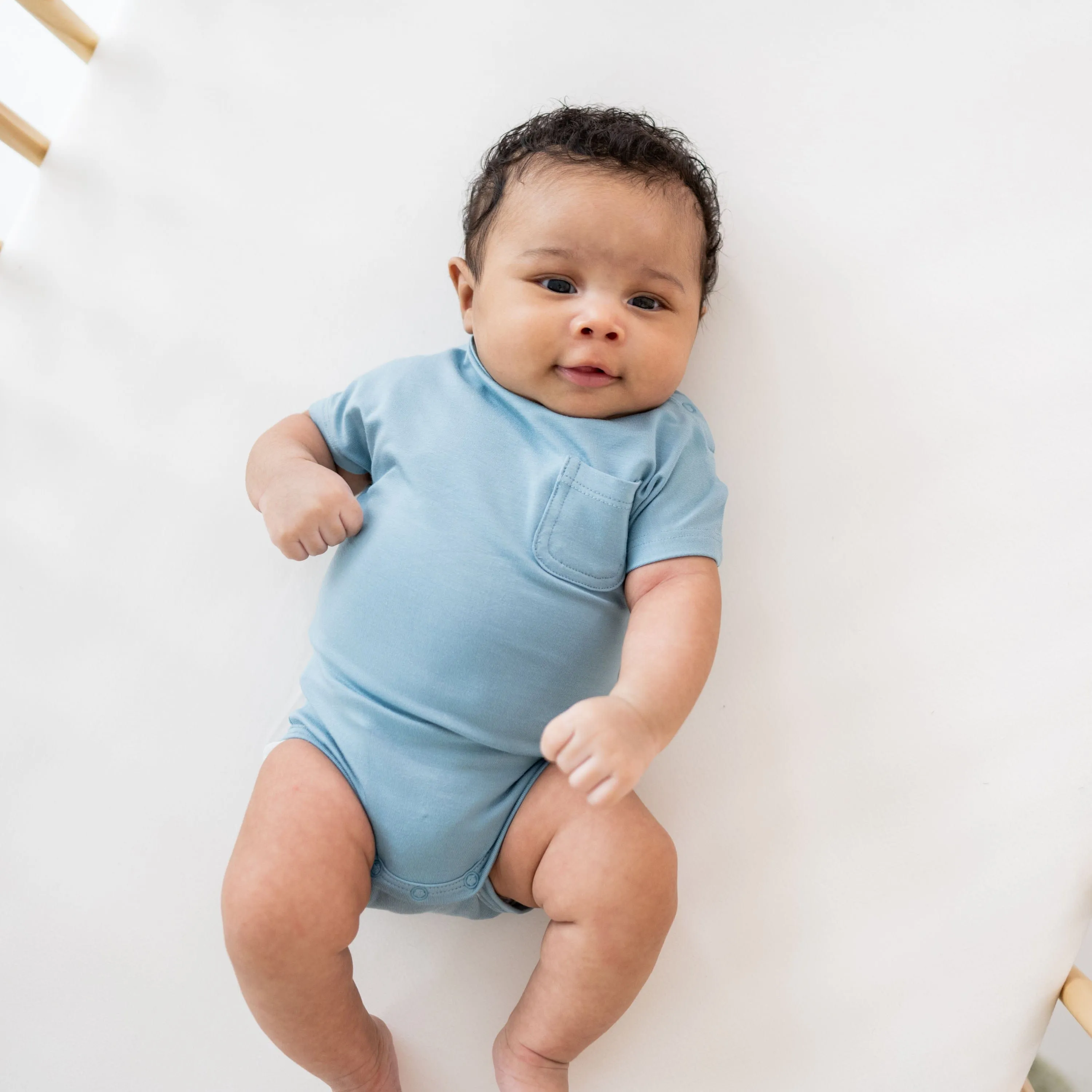 Crew Neck Tee Bodysuit in Dusty Blue