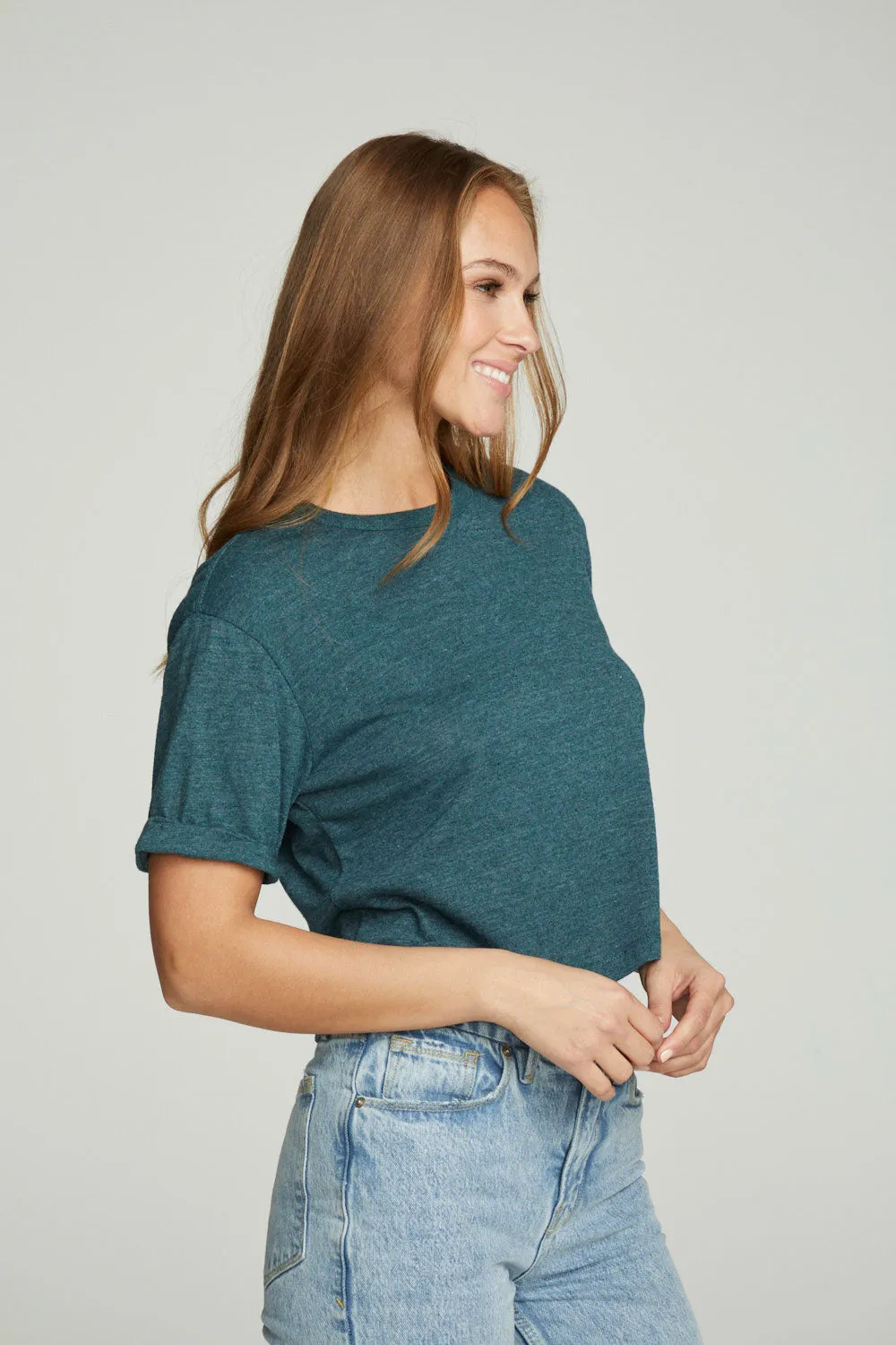 Cropped Crew Neck Short Sleeve Tee