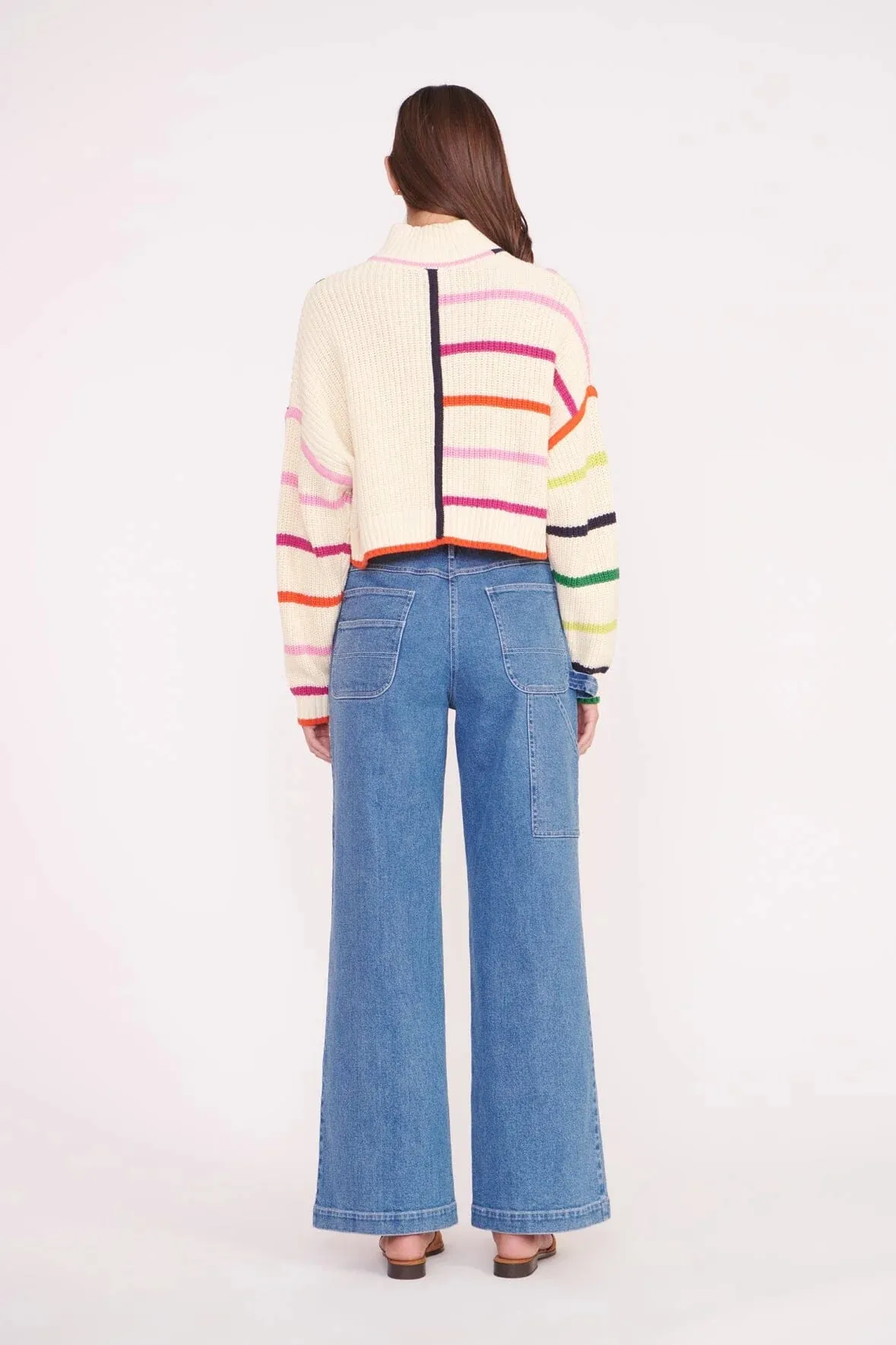 Cropped Hampton Sweater ~ Cream Rainbow Multi