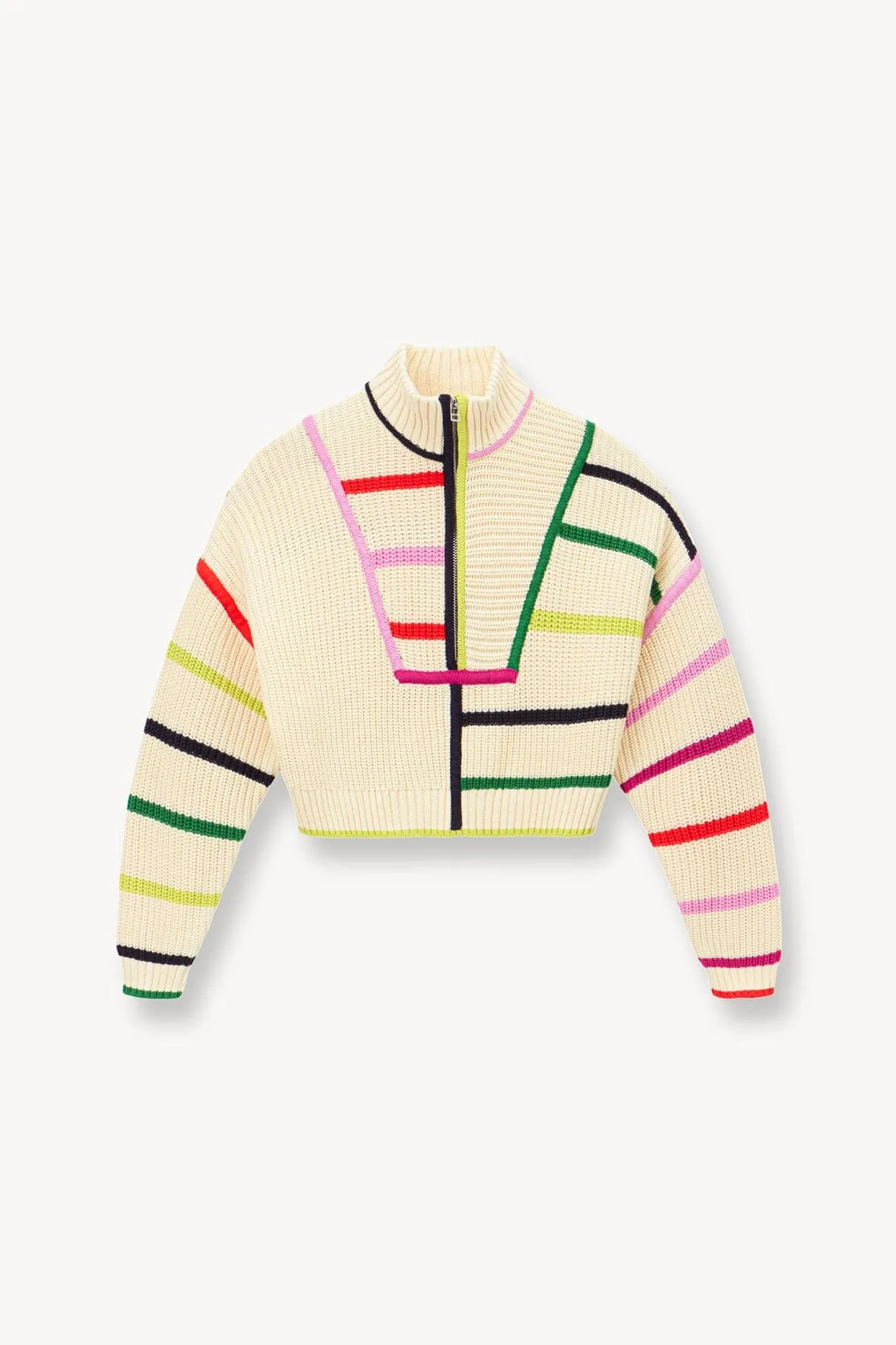 Cropped Hampton Sweater ~ Cream Rainbow Multi