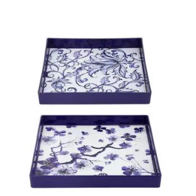 Decorative Tray Blue/White Set 2