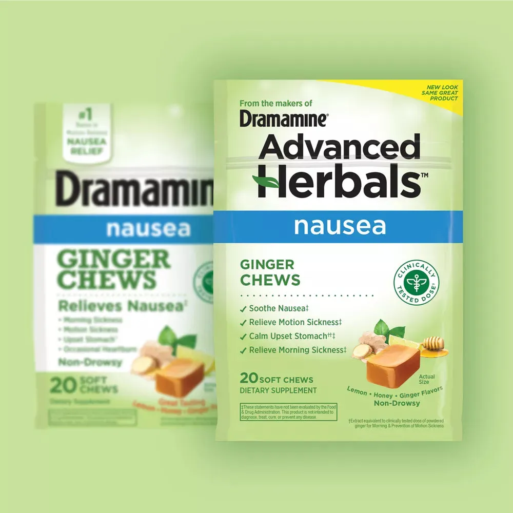 Dramamine Advanced Herbals Ginger Chews Nausea Relief