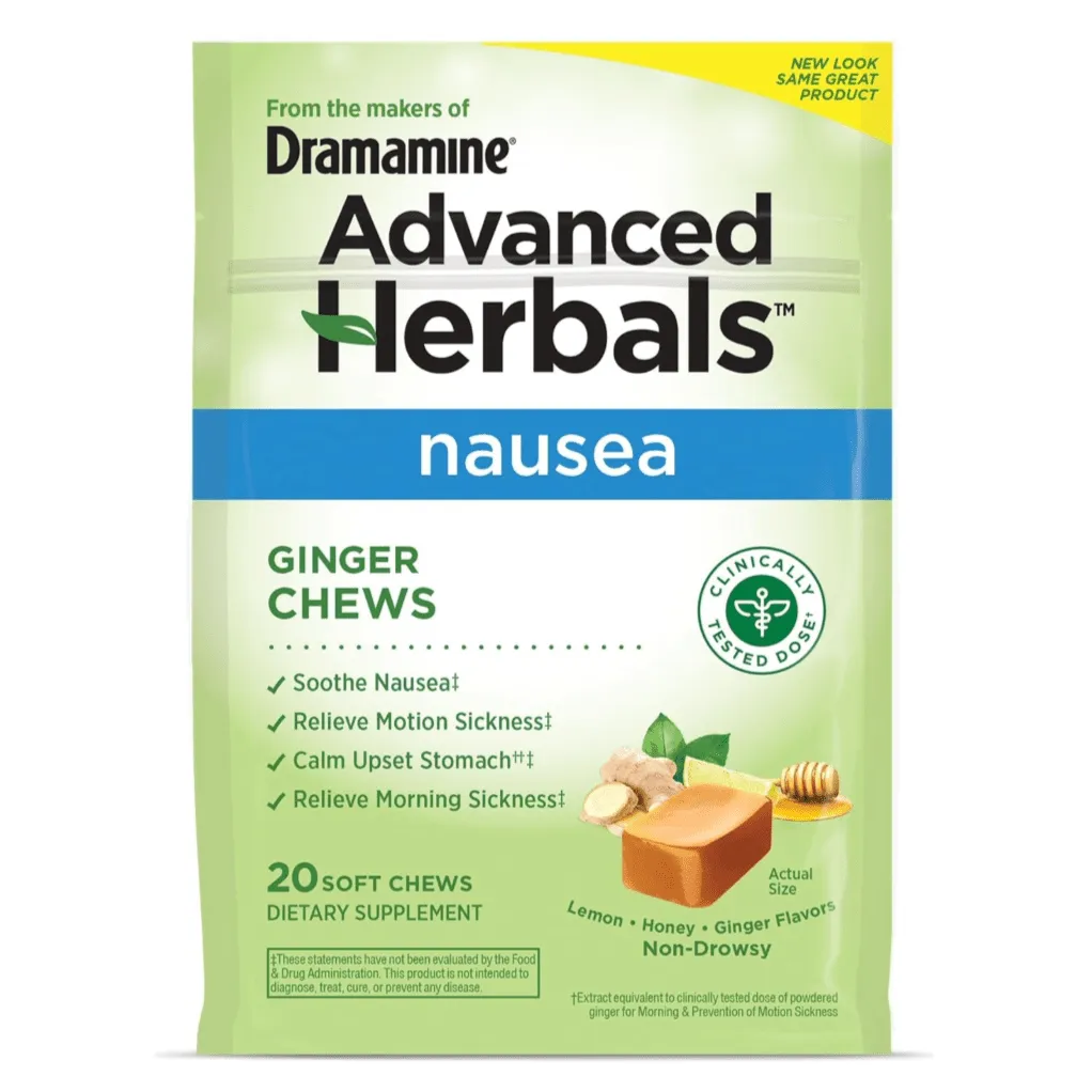 Dramamine Advanced Herbals Ginger Chews Nausea Relief