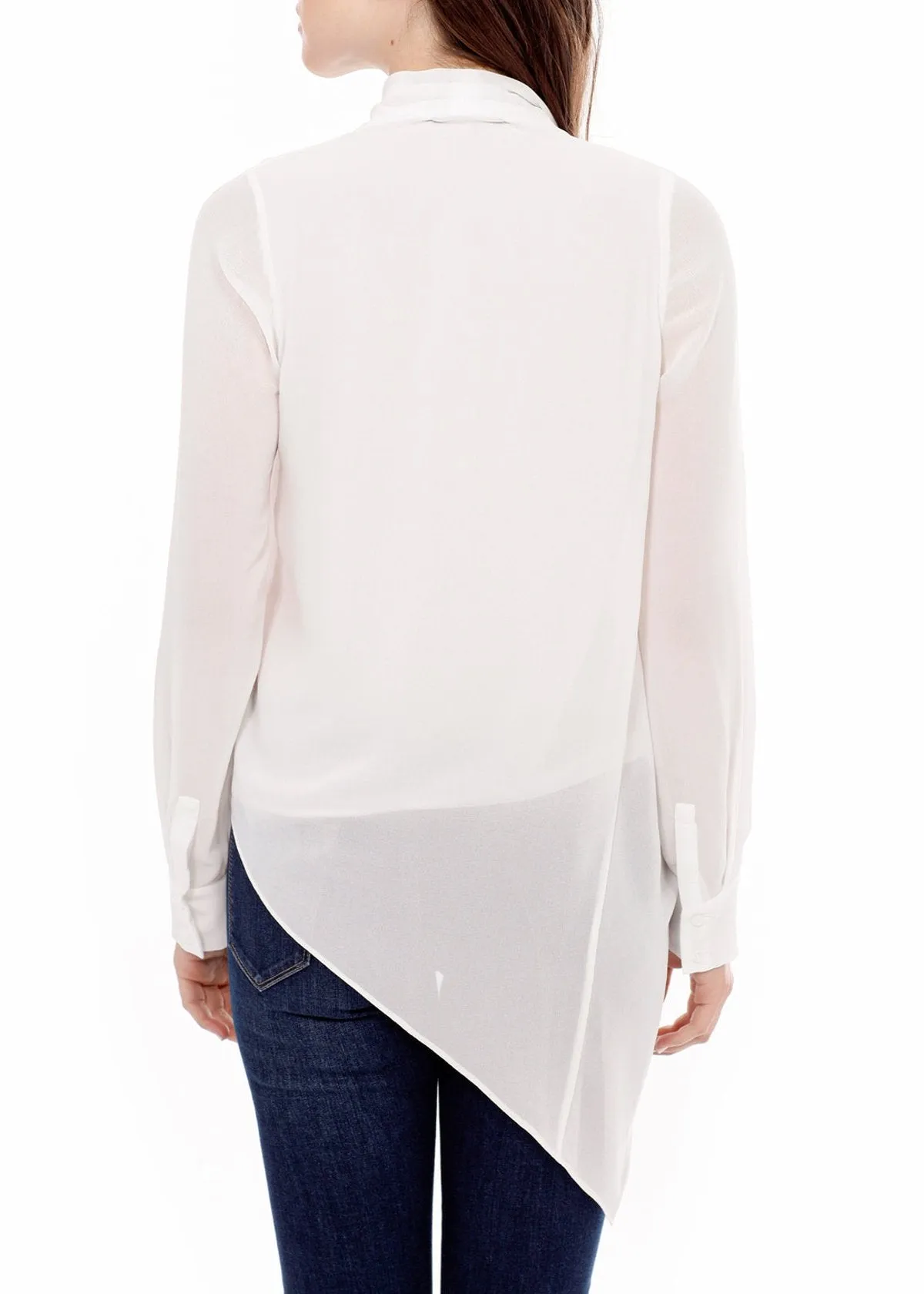 Drape Front Asymmetrical Elegant Blouse