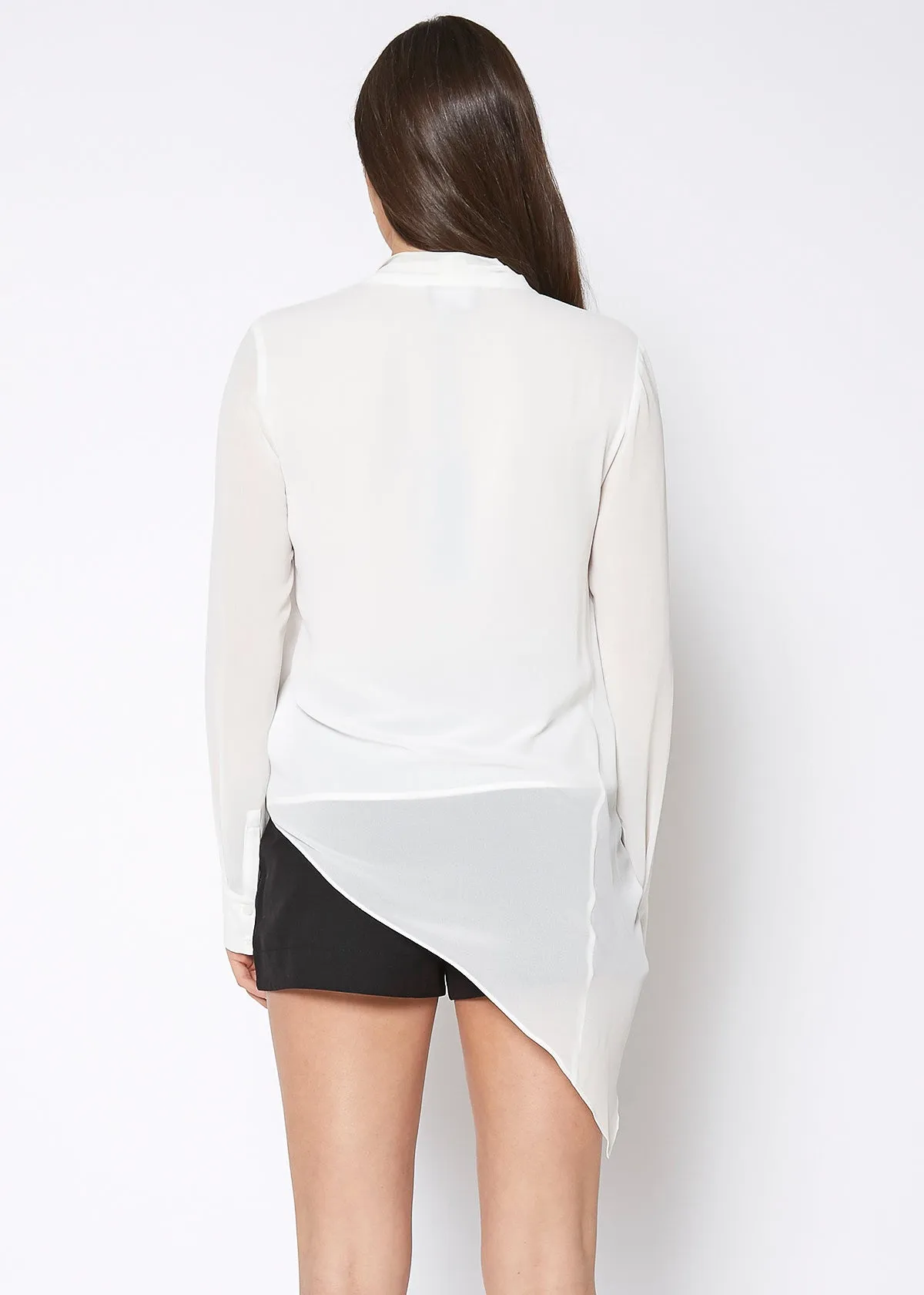 Drape Front Asymmetrical Elegant Blouse