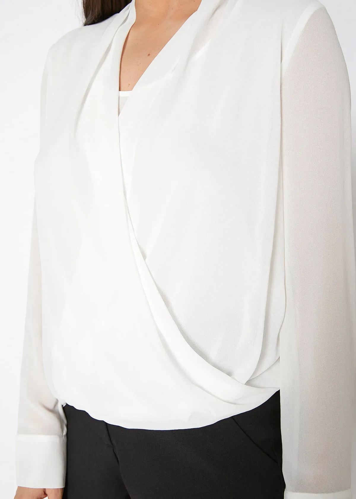 Drape Front Asymmetrical Elegant Blouse