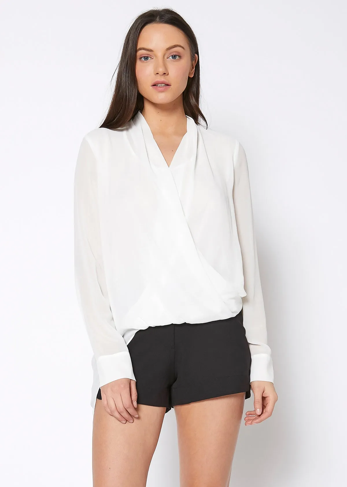 Drape Front Asymmetrical Elegant Blouse