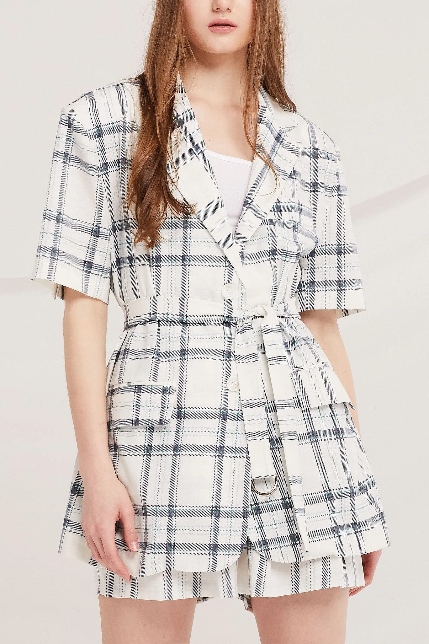 Elliot Belted Plaid Jacket