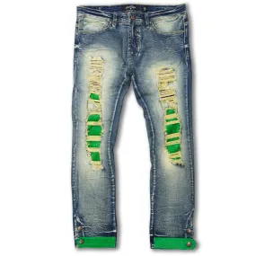 F1745 Shredded jeans w/ Cord Layer - Dirt