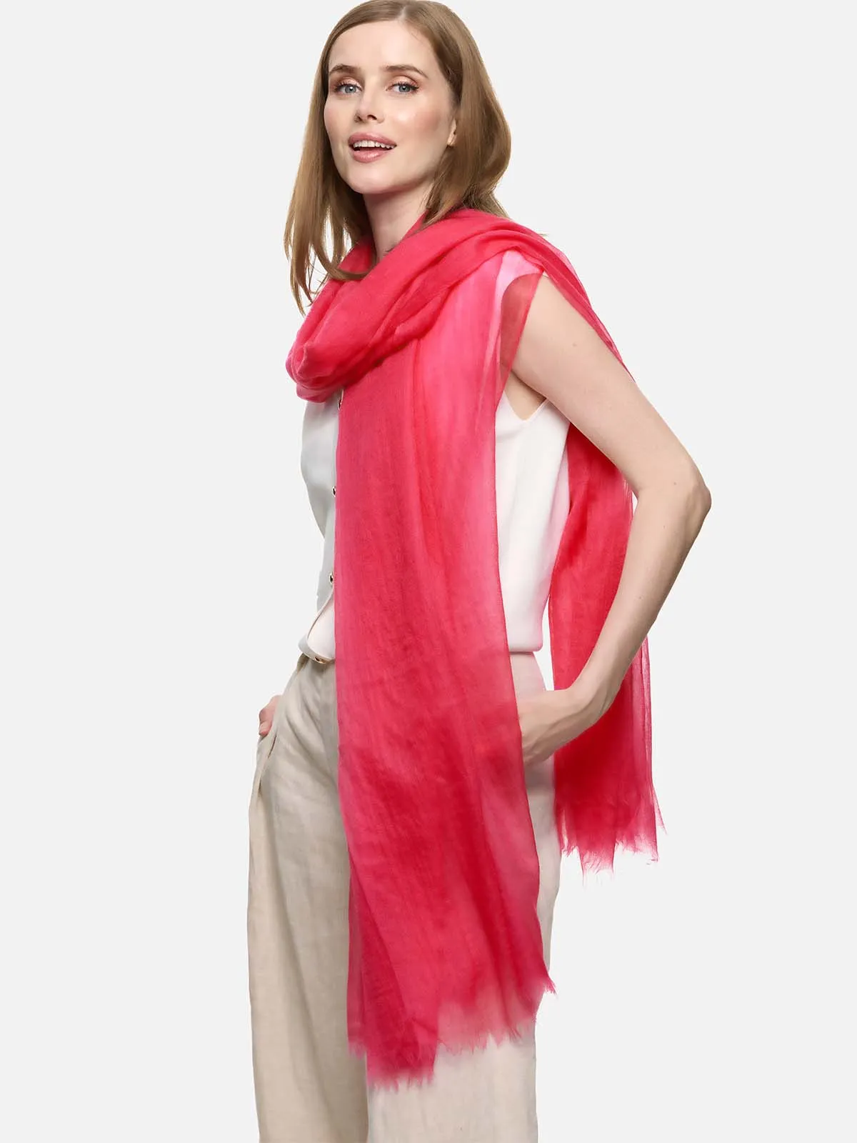 Featherlight Cherry Cashmere Scarf