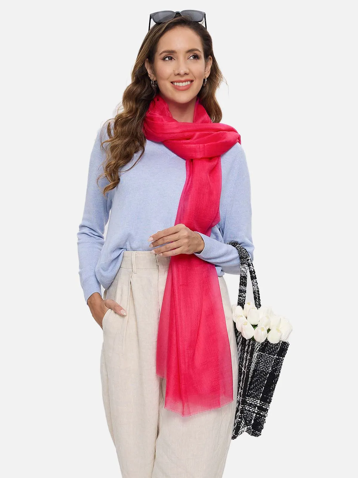 Featherlight Cherry Cashmere Scarf