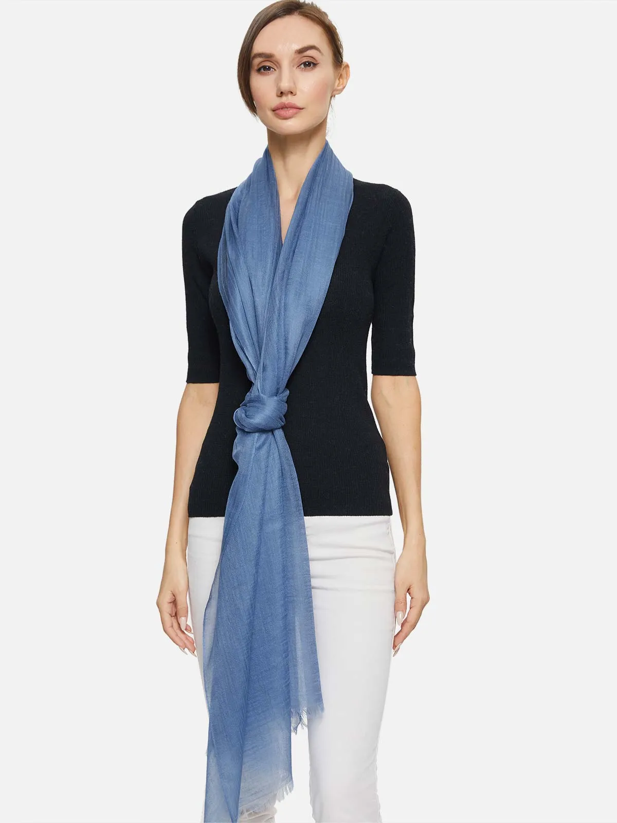 Featherlight Dark Blue Cashmere Scarf