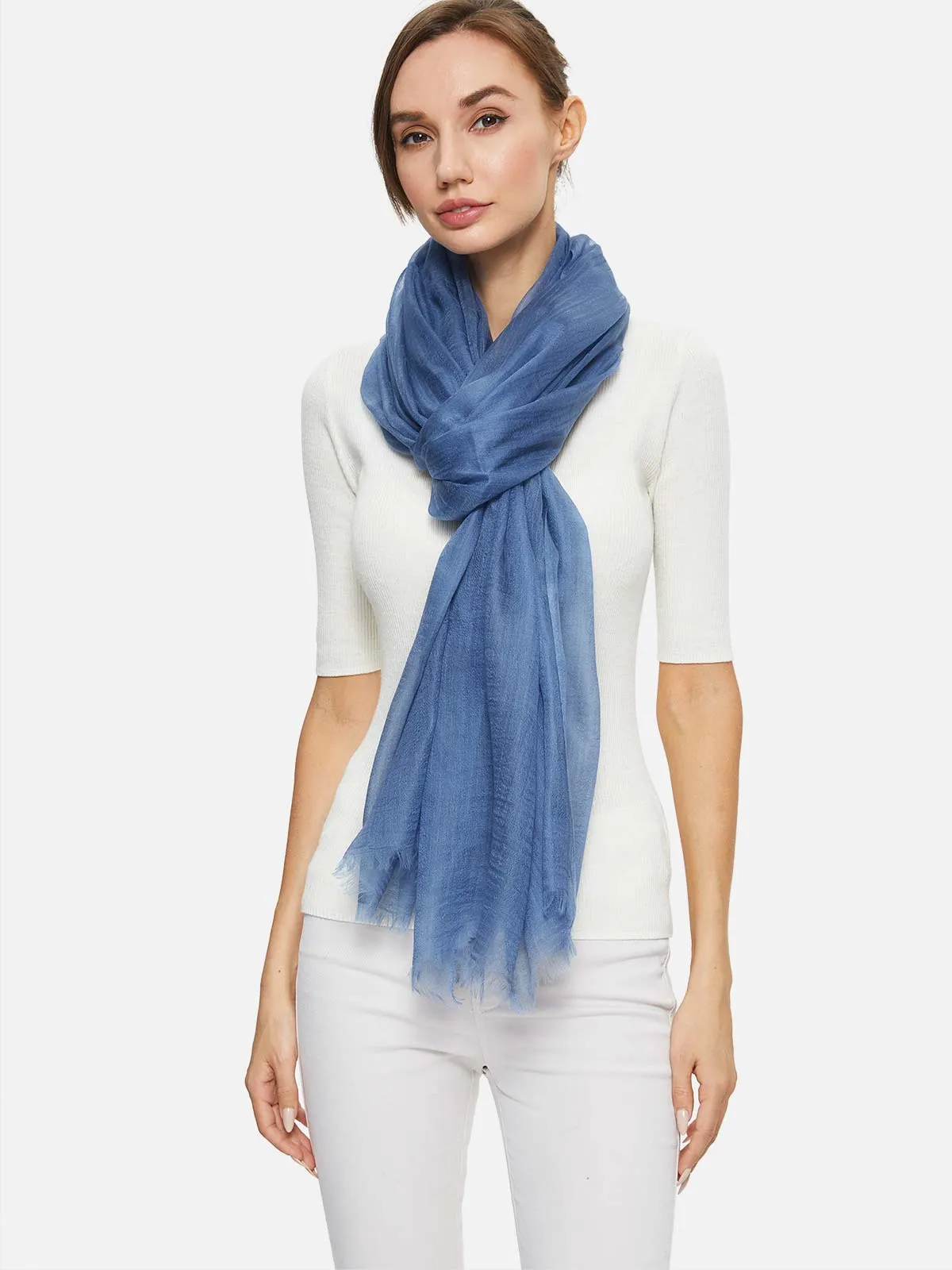 Featherlight Dark Blue Cashmere Scarf