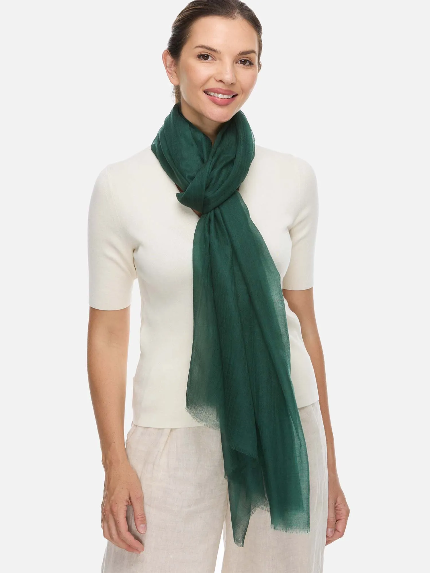 Featherlight Emerald Green Cashmere Scarf