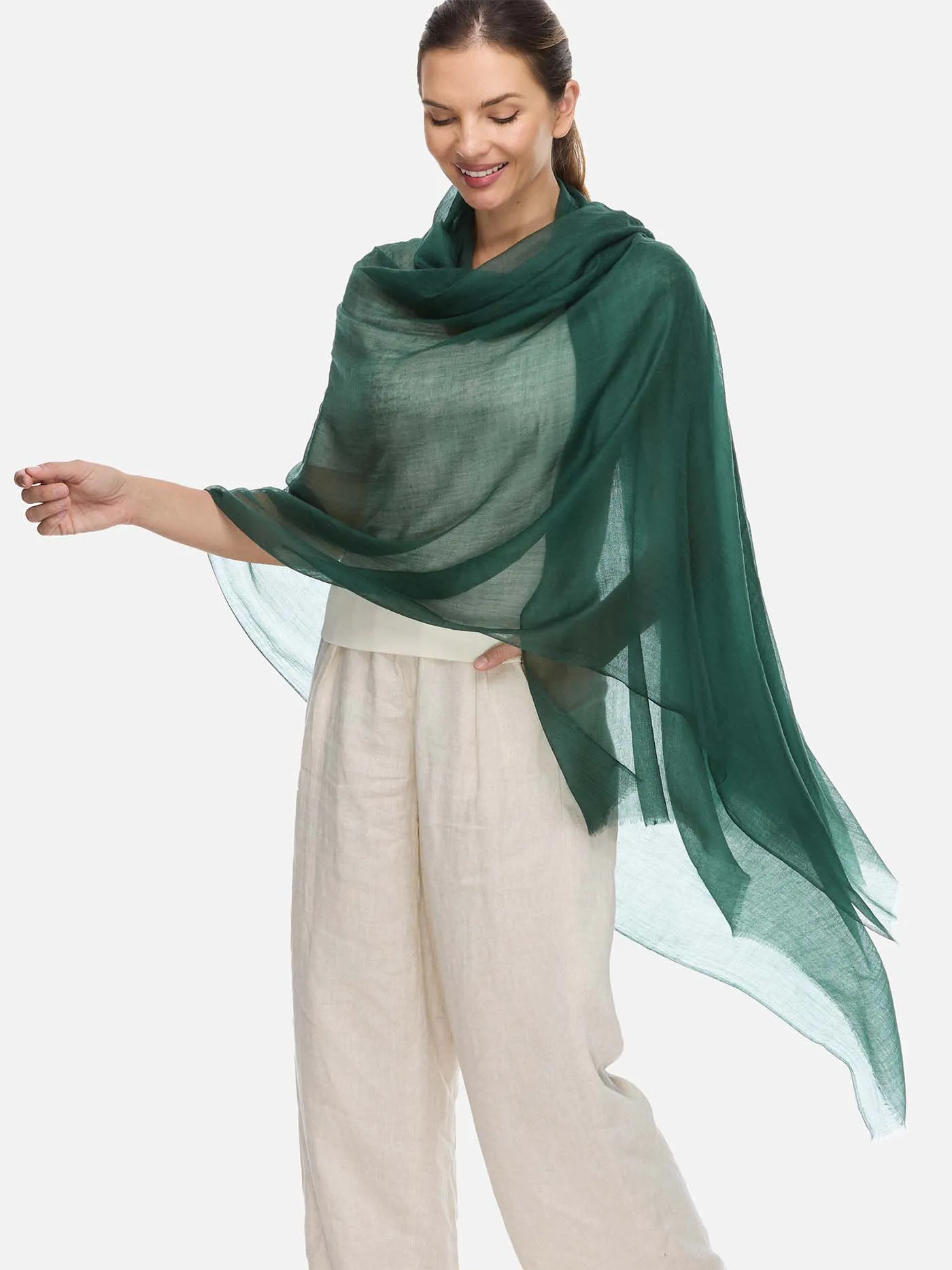 Featherlight Emerald Green Cashmere Scarf