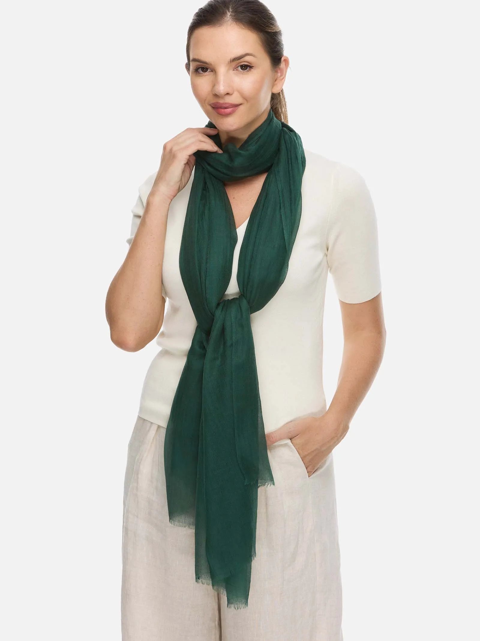 Featherlight Emerald Green Cashmere Scarf