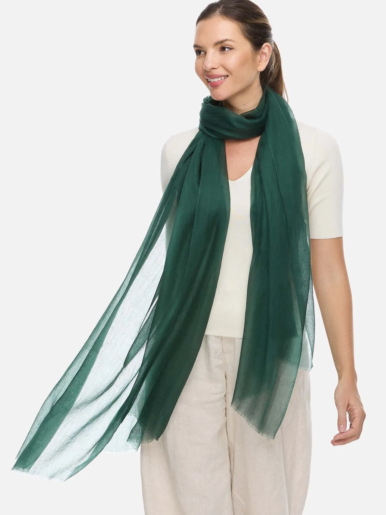 Featherlight Emerald Green Cashmere Scarf