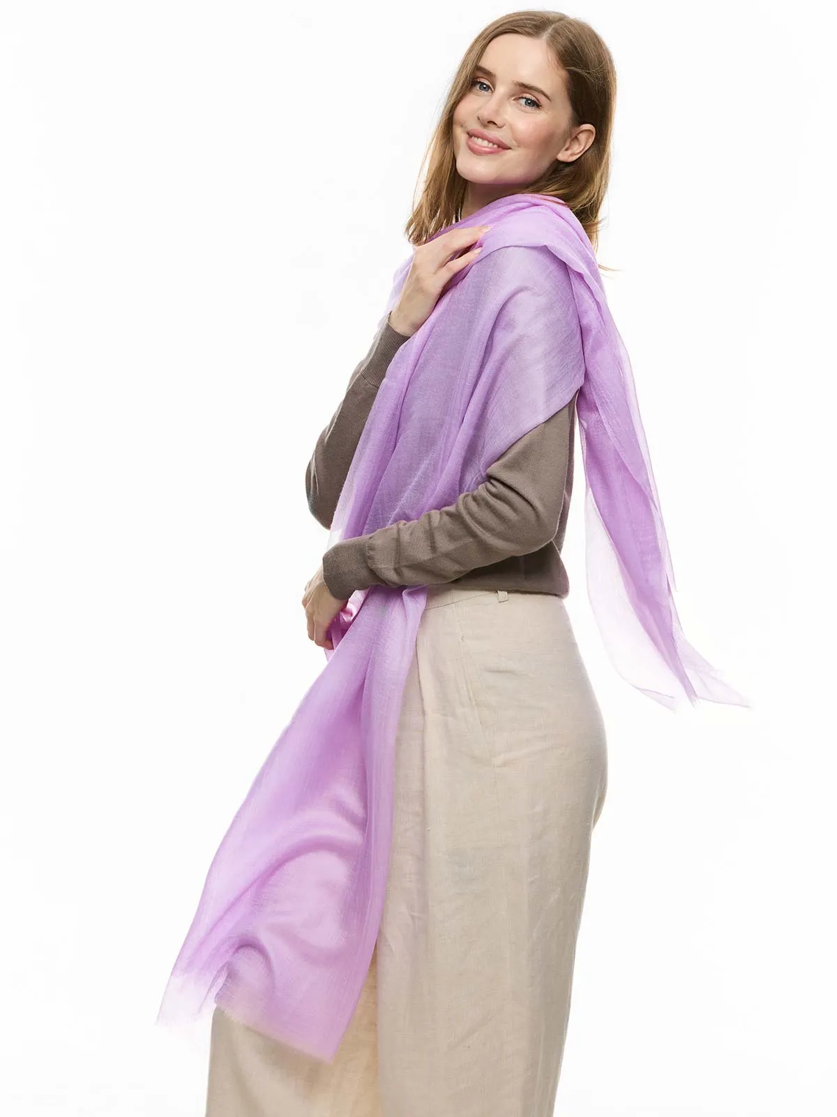 Featherlight Lilac Cashmere Scarf