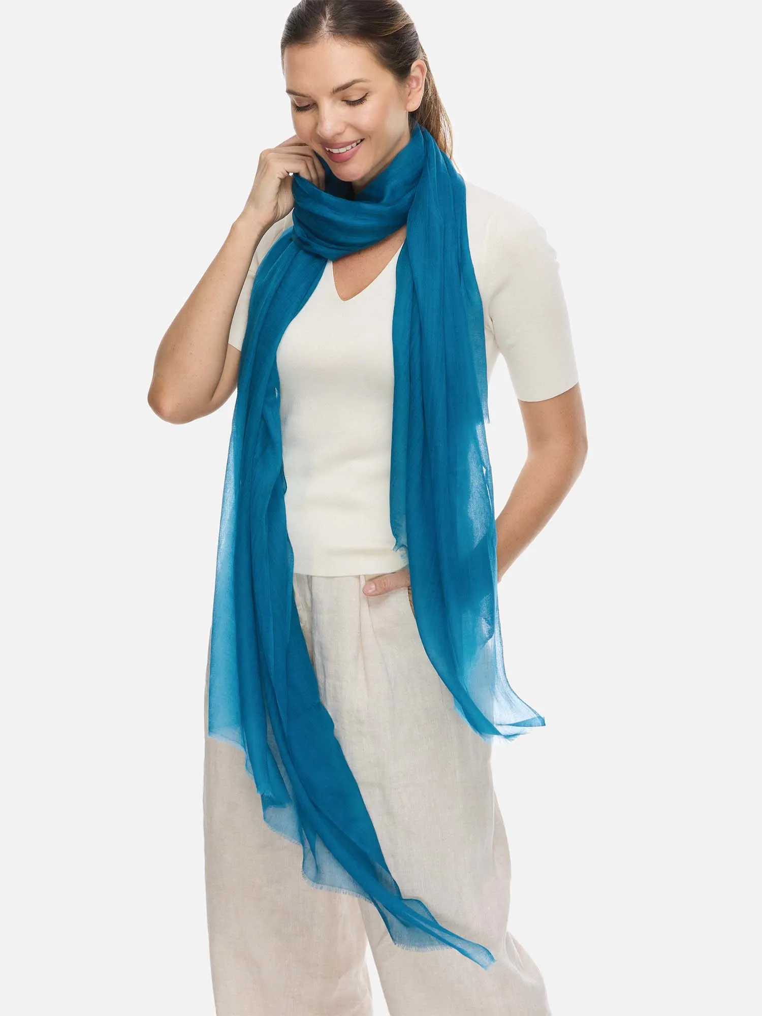 Featherlight Teal Cashmere Scarf