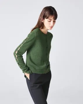 Forest Green Dew Drop Cashmere Cardigan