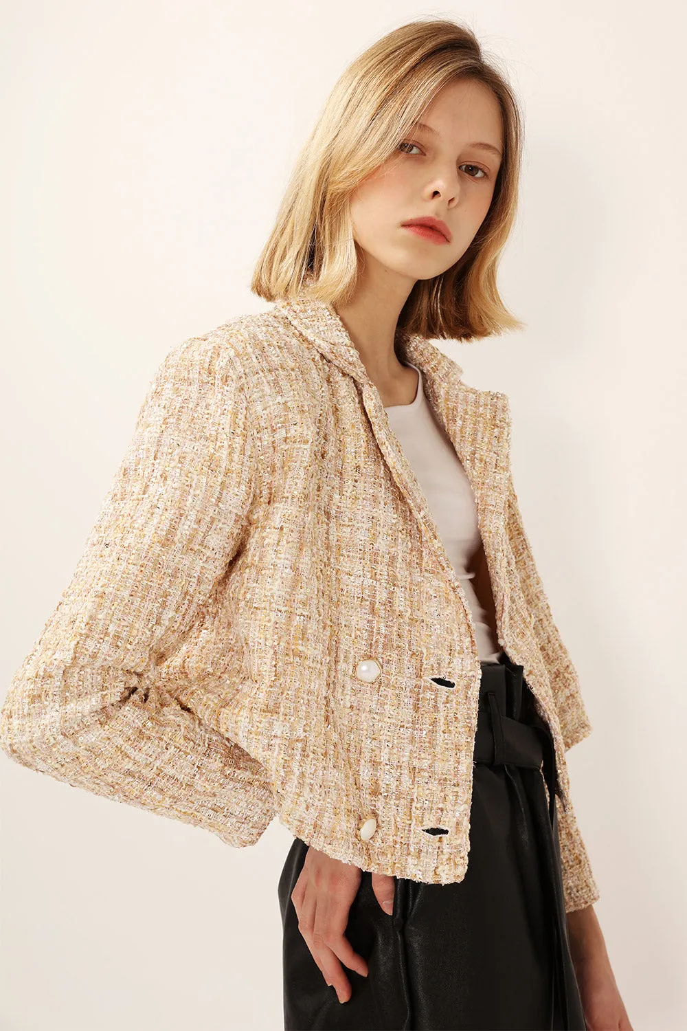 Grace Pearl Button Tweed Jacket