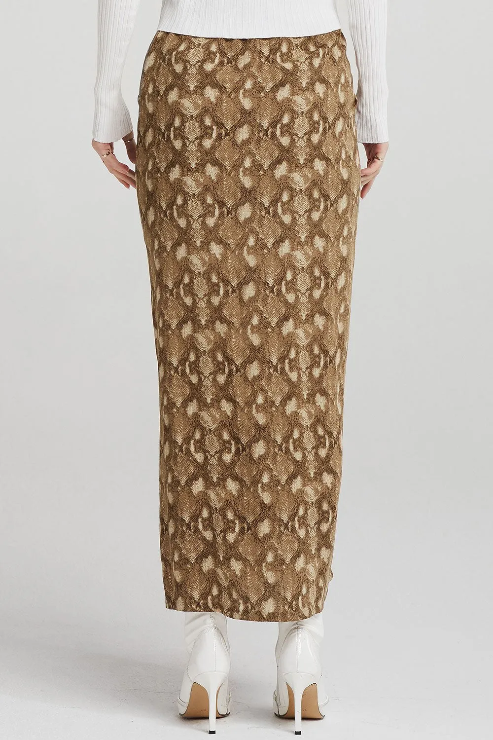 Harley Ruched Skirt in Snake Print