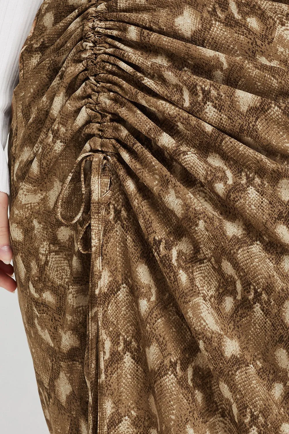 Harley Ruched Skirt in Snake Print