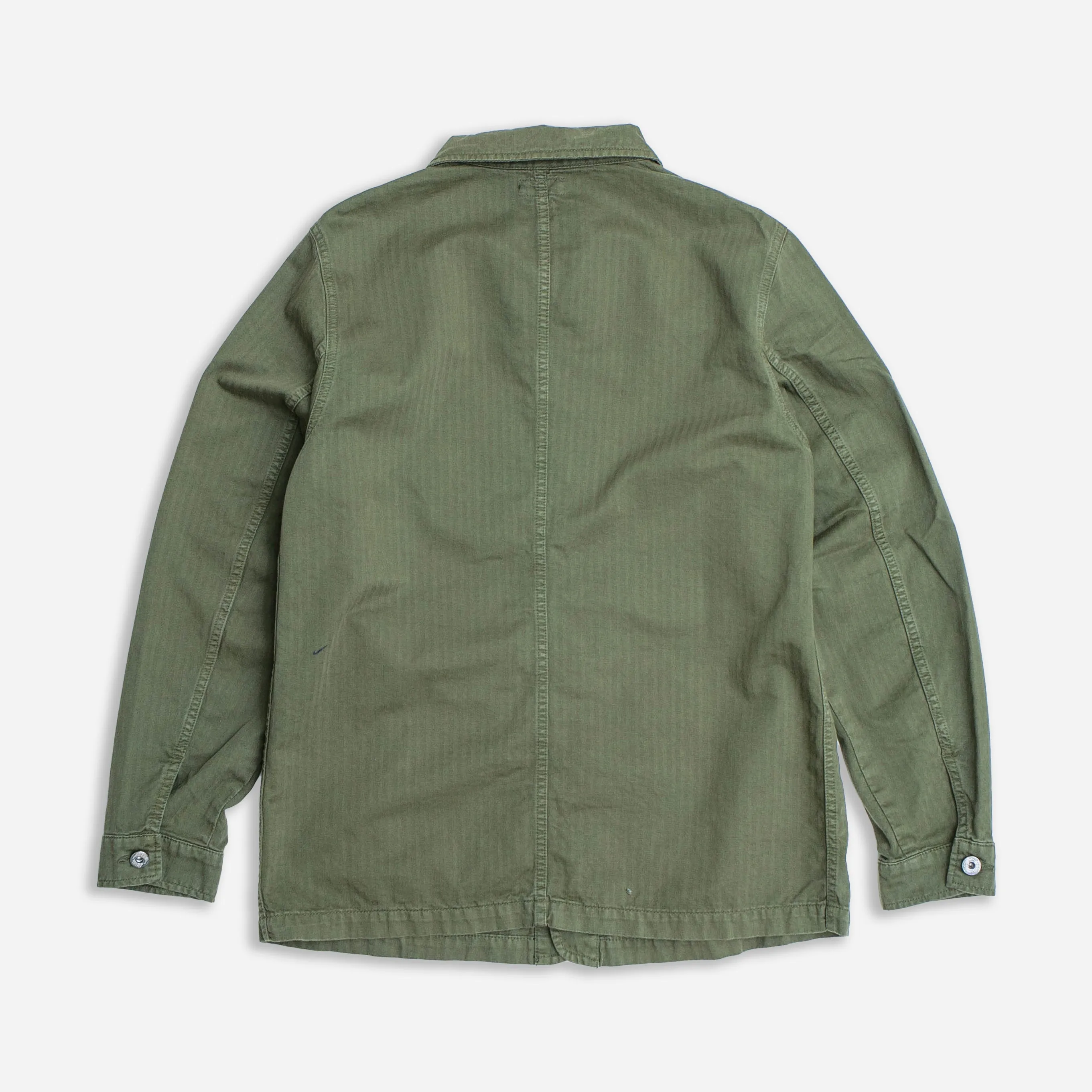 HEAVY WASH HERRINGBONE WORK JACKET - GREEN