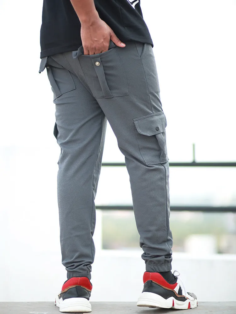 HOG & FOG Ultimate Comfort: Men's Cargo Jogger with RIB, Premium Stitching in Popcorn Fabric - Just 559/- [JOGGER]