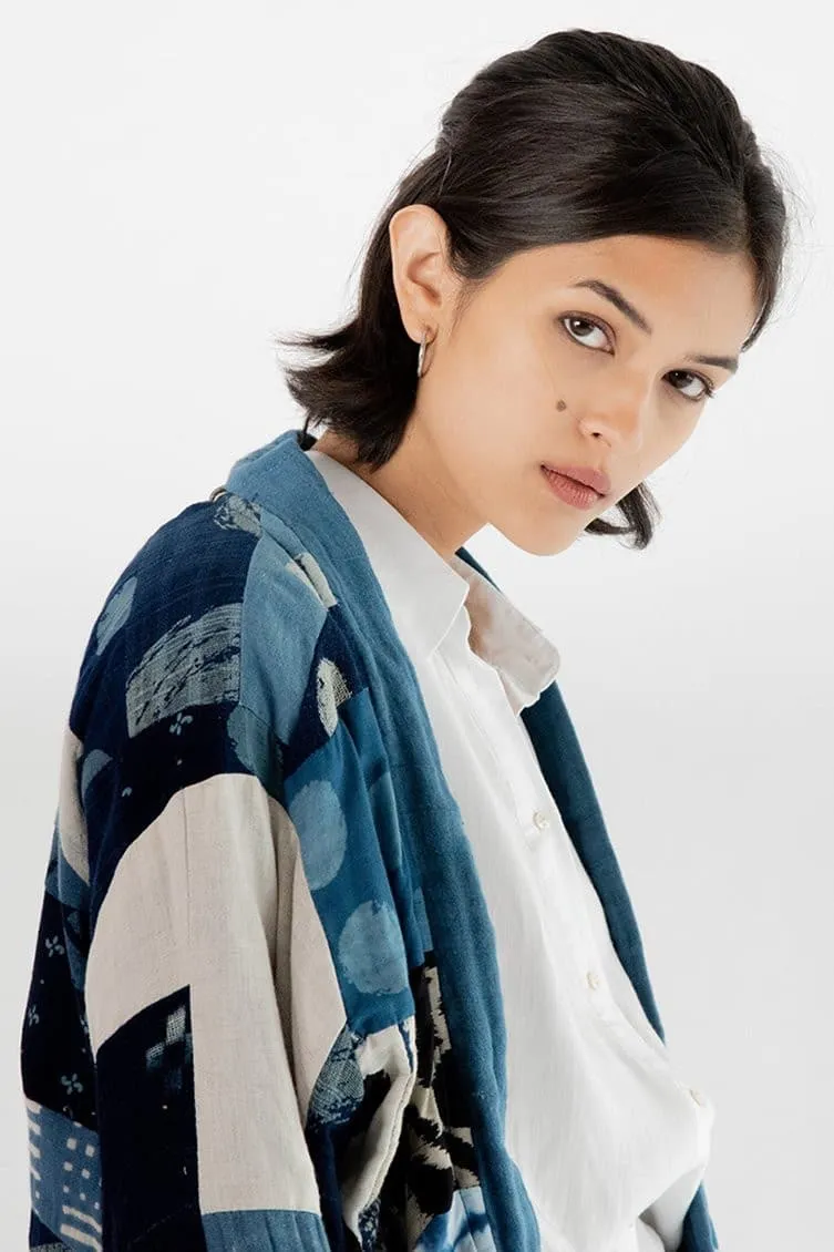 Indigo Patchwork Kimono Jacket Clara