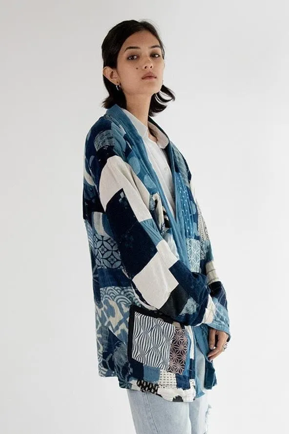 Indigo Patchwork Kimono Jacket Clara