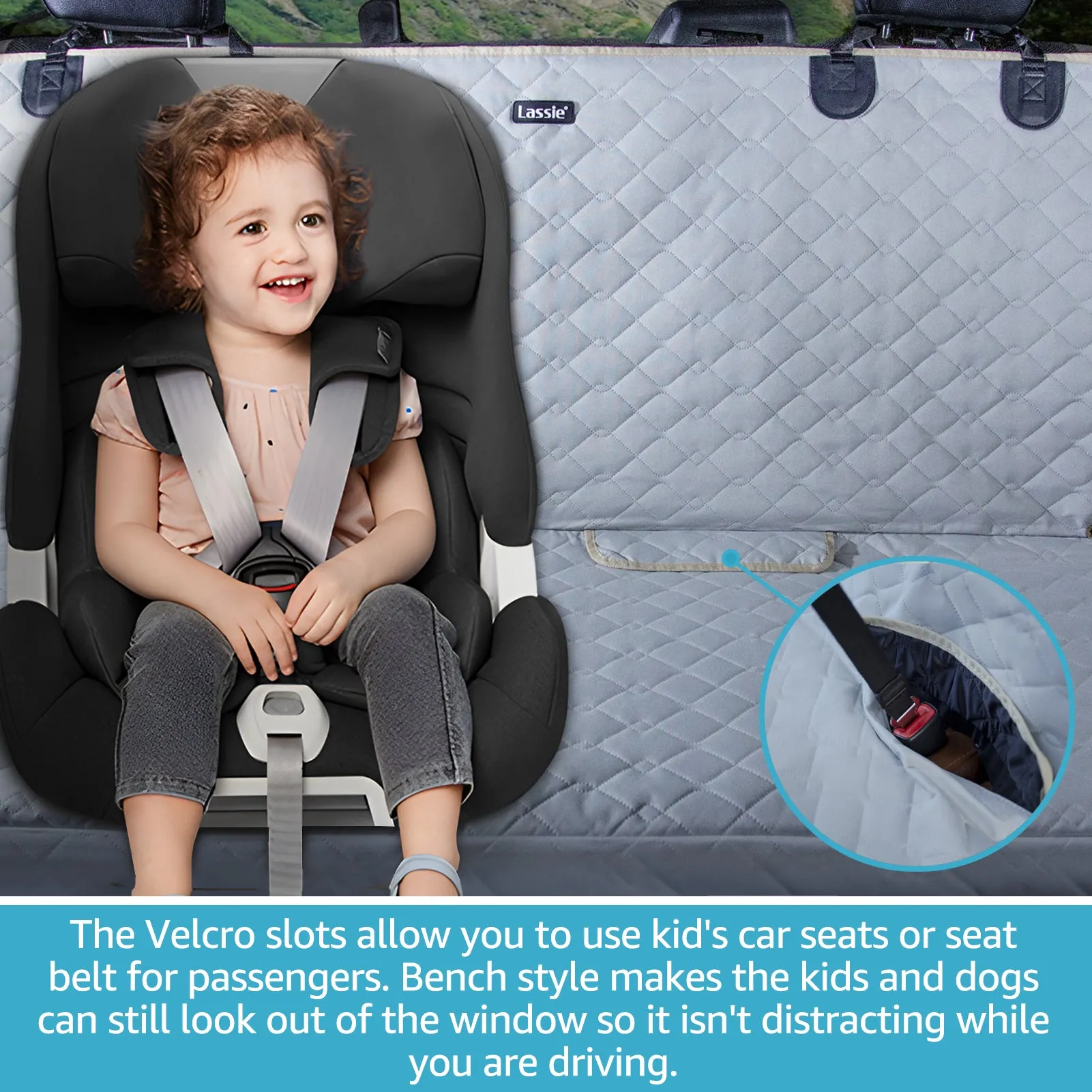 Lassie Dog Seat Covers for Trucks Back Seat, Waterproof and Heavy Duty Bench Seat Cover for Kid, Anti Scratch Pet Backseat Covers for Trucks, SUV & Car