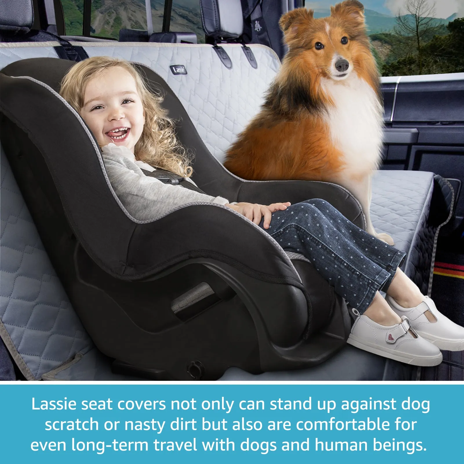 Lassie Dog Seat Covers for Trucks Back Seat, Waterproof and Heavy Duty Bench Seat Cover for Kid, Anti Scratch Pet Backseat Covers for Trucks, SUV & Car