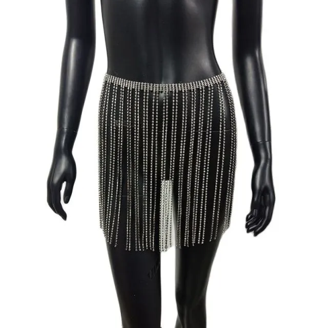 Long Diamond Tassel Mini Skirts