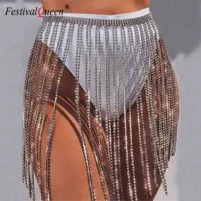 Long Diamond Tassel Mini Skirts