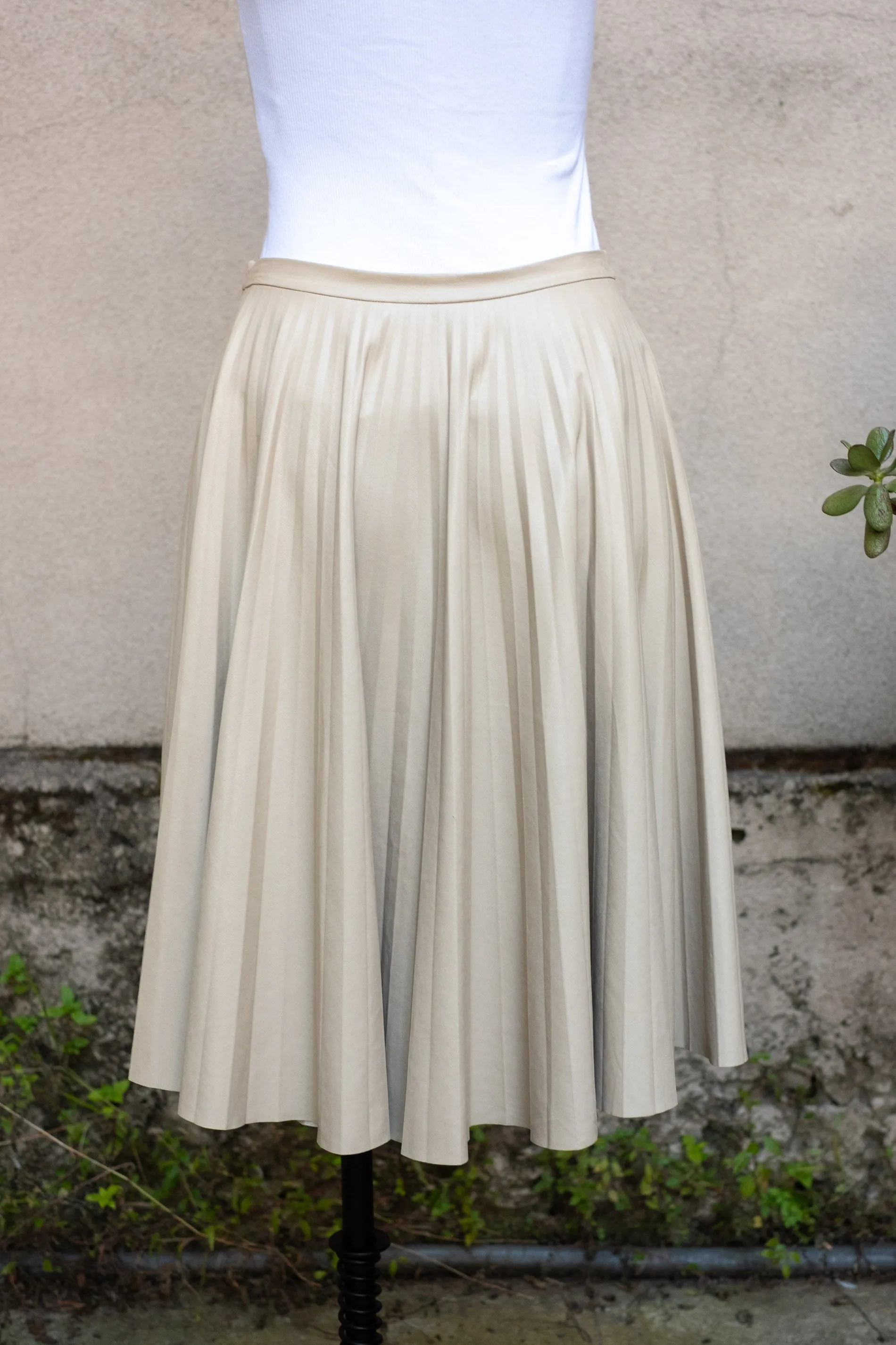 Max Mara Faux Leather Pleated Midi Skirt