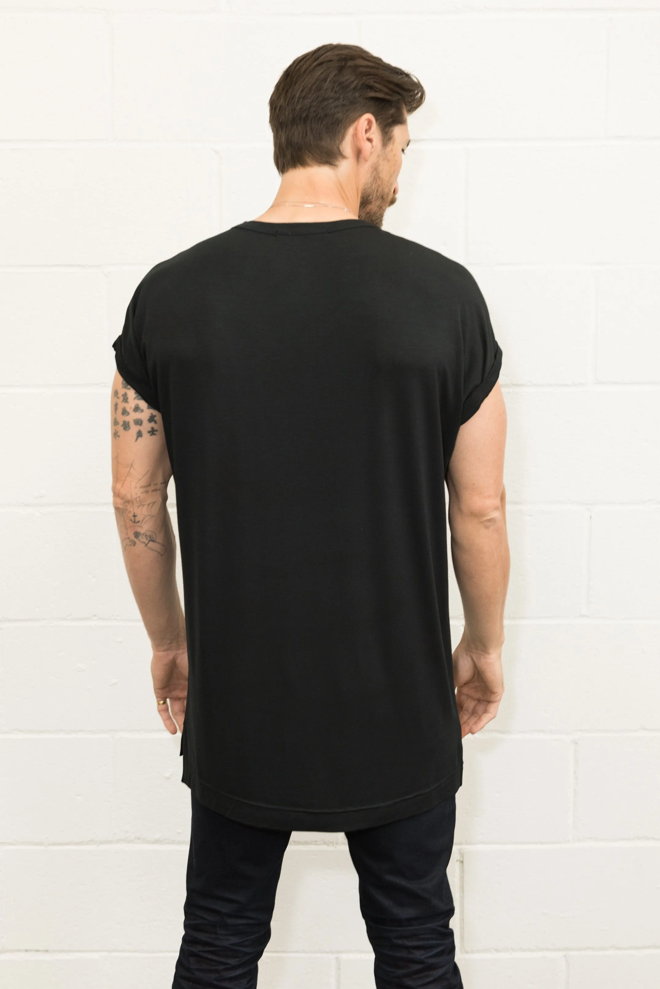 Men's Modal Hi-Lo Crew Neck Tee