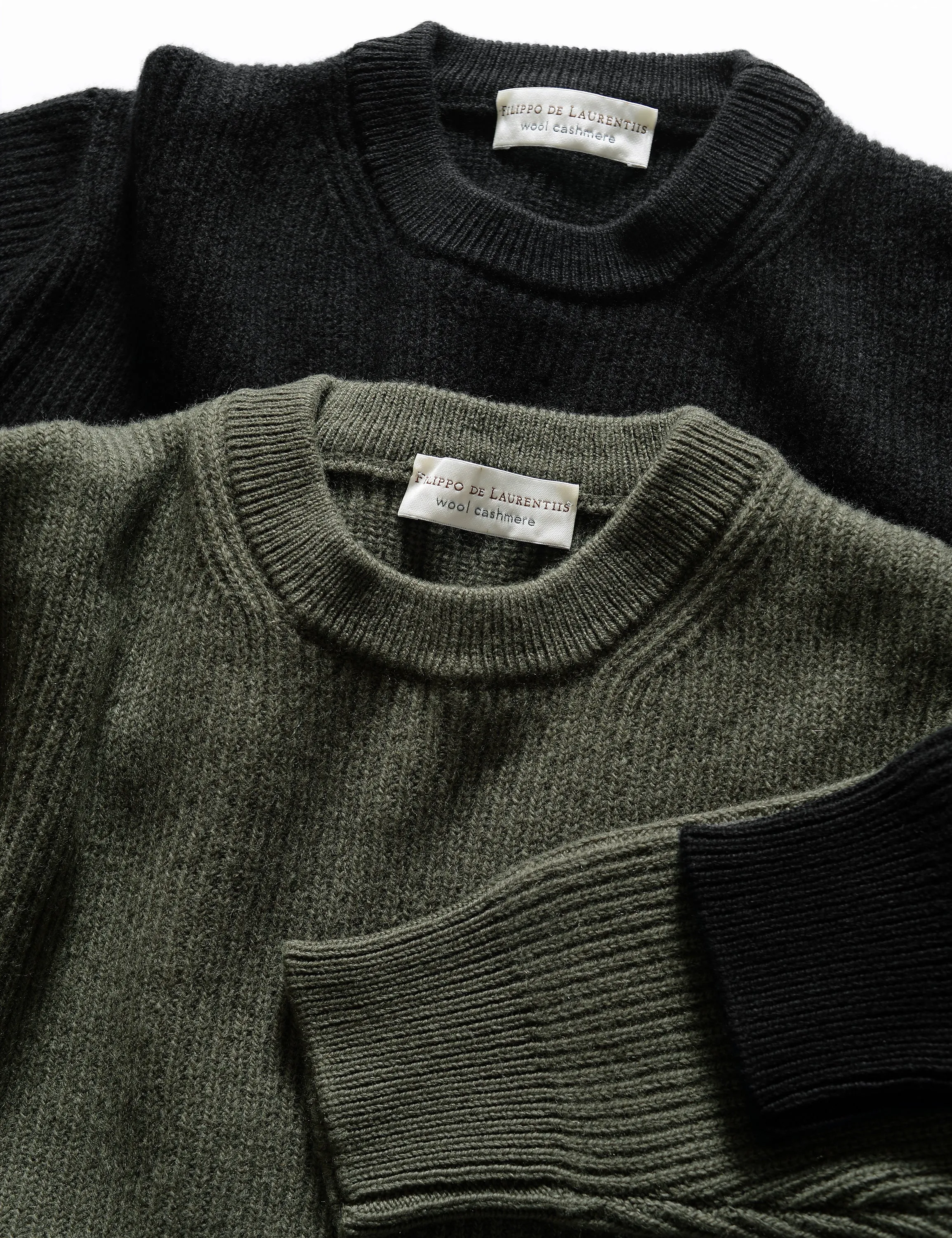 Merino Cashmere Fisherman Sweater - Black