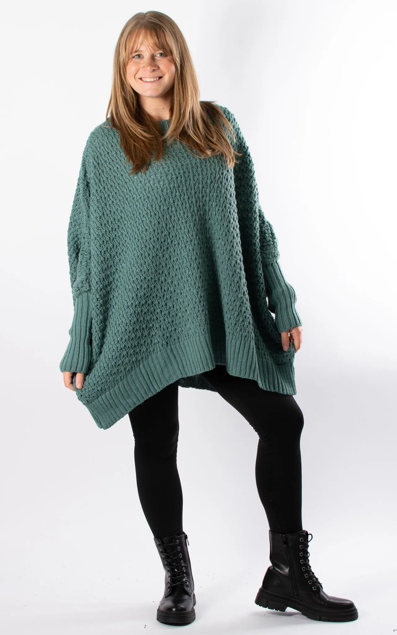 Oversized Chunky Knit Jumper | Sea Green