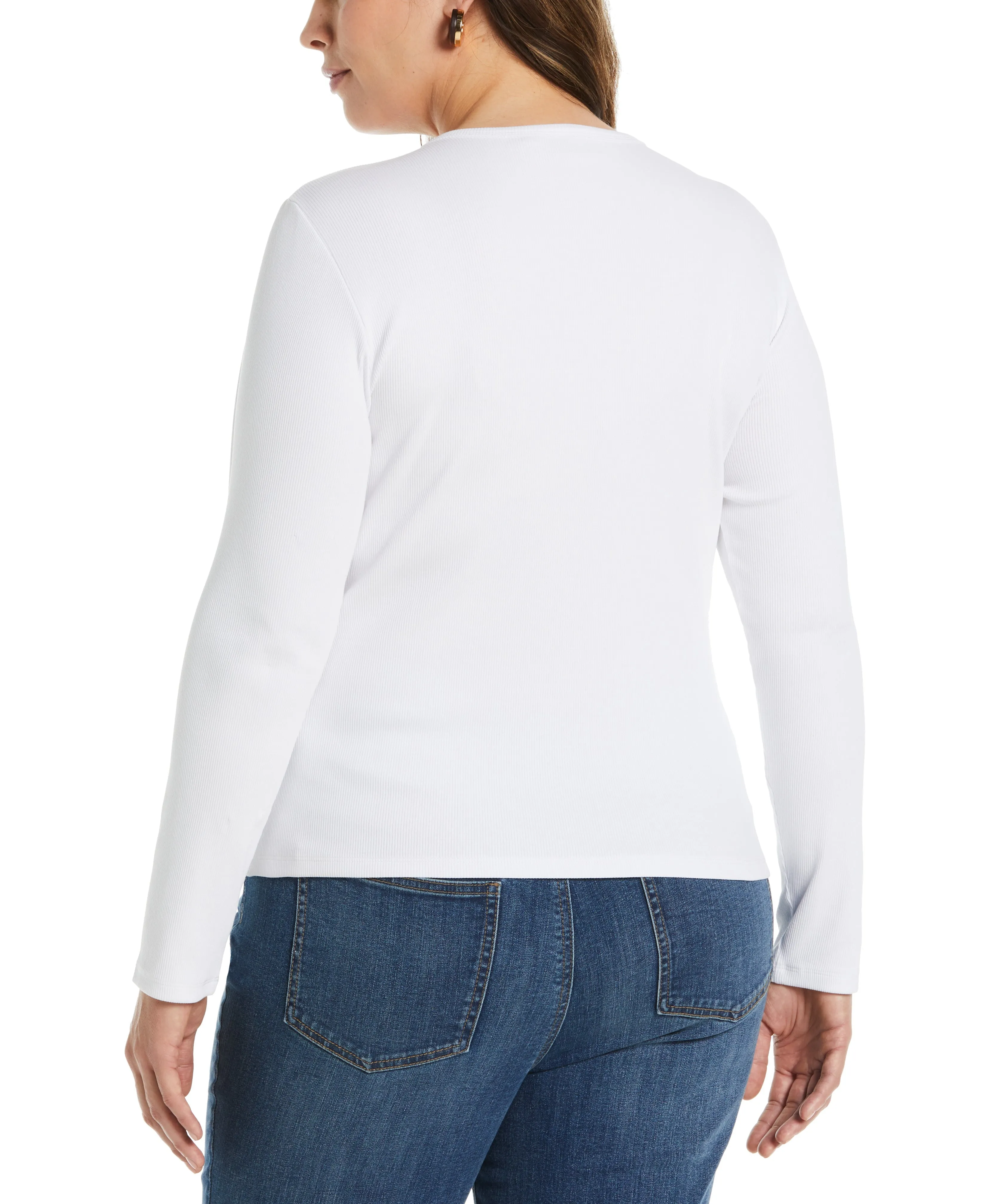 Plus Size Ribbed Crew Neck Tee