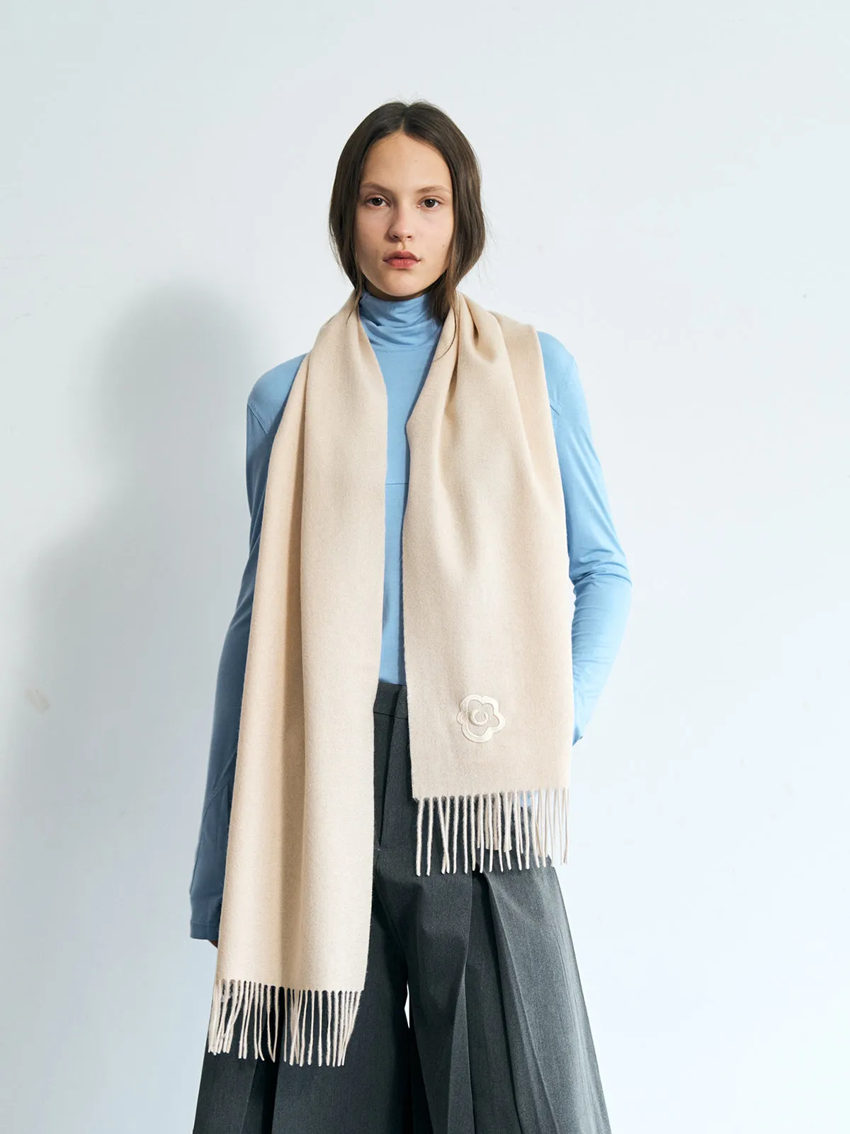 "Lost in Warmth" Classic Cashmere Scarf - Cream