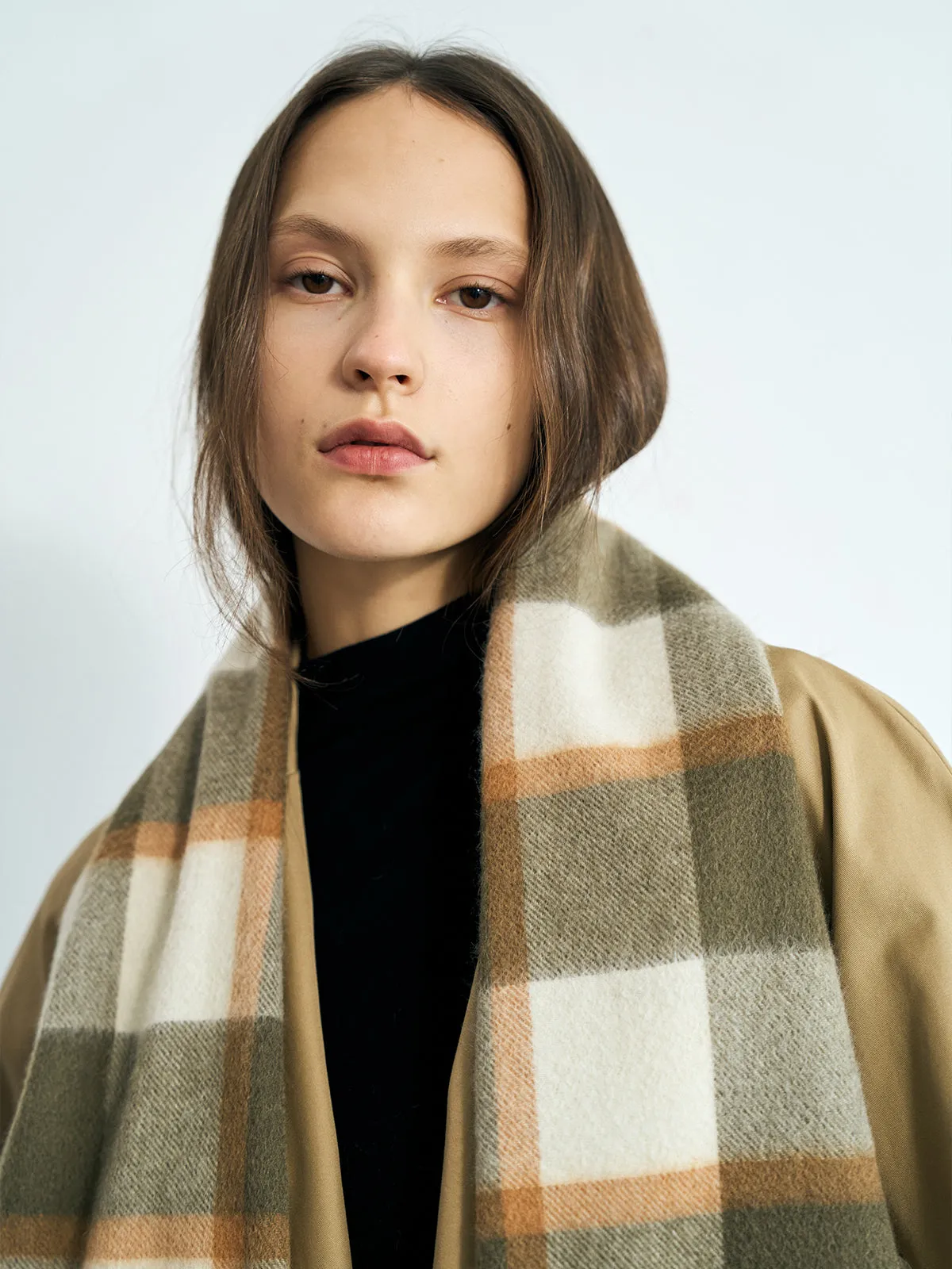 "Plaid" Cashmere Scarf - Matcha