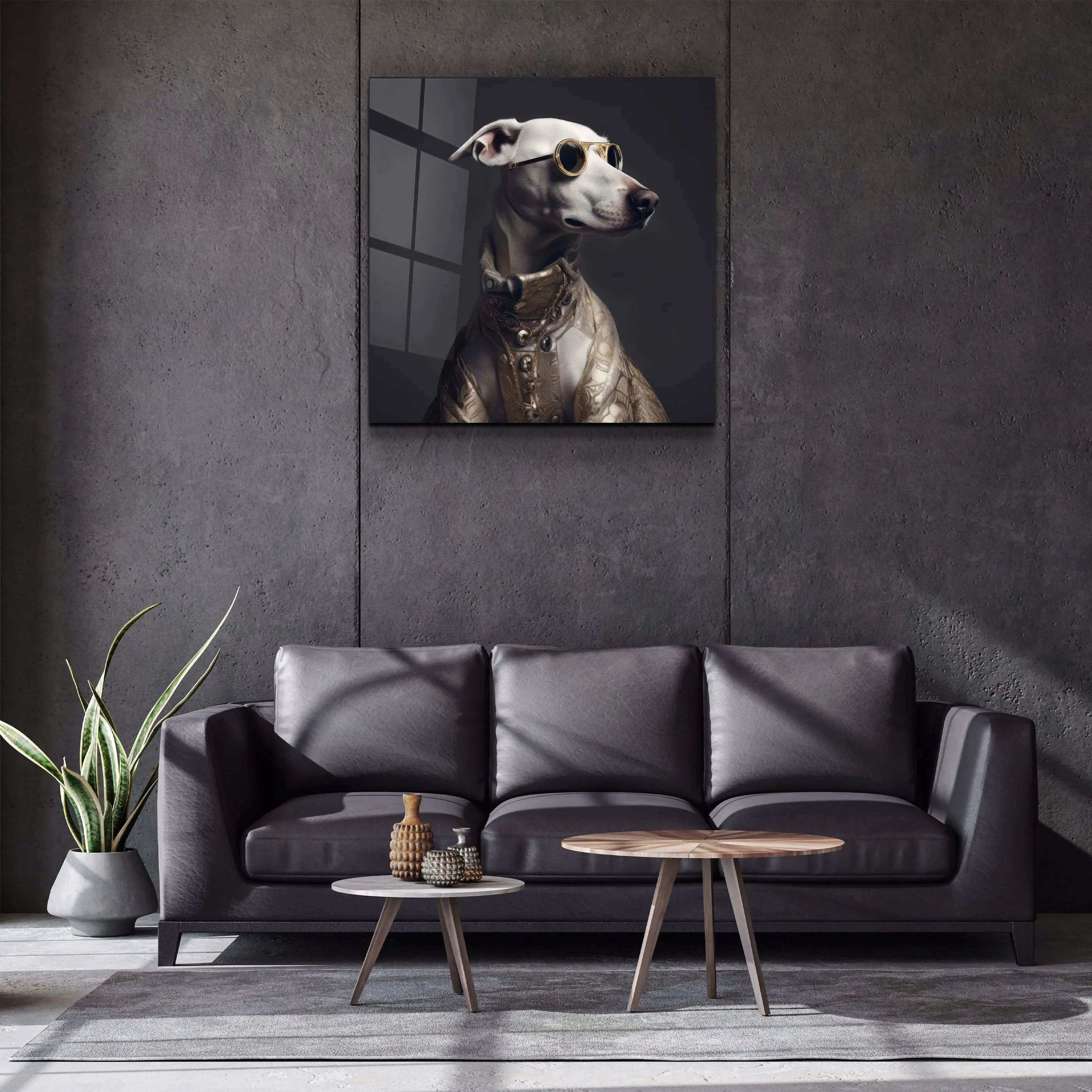 ."Stylish Dogs - V2". Designer's Collection Glass Wall Art