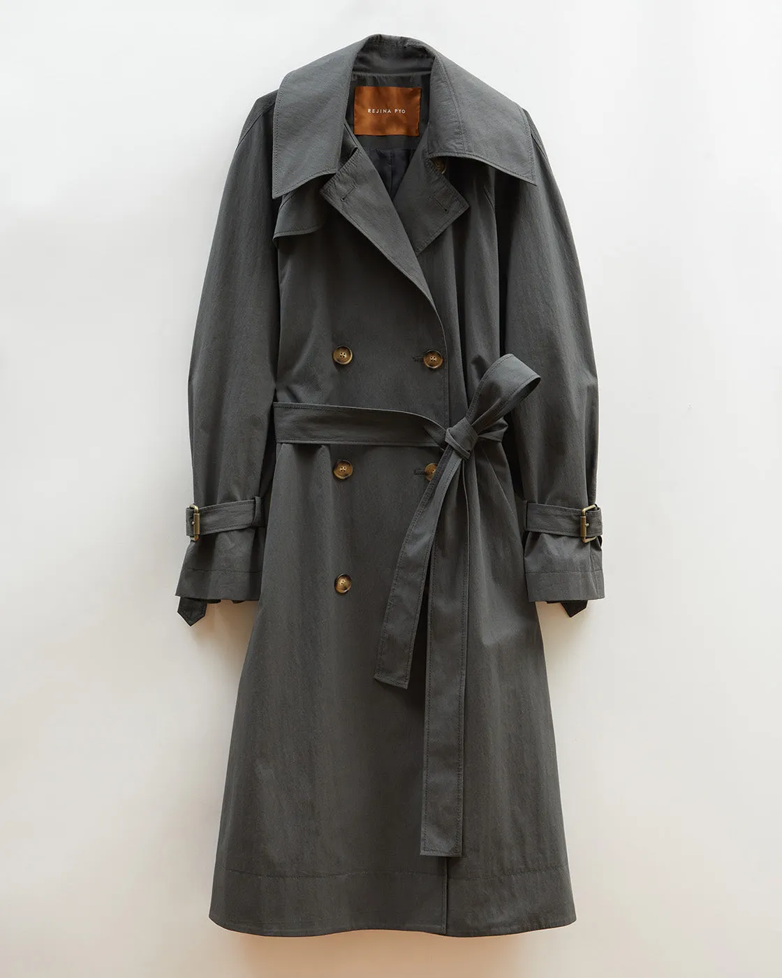 Romy Trenchcoat Cotton Blend Twill Charcoal