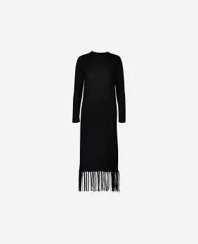 Rundhals Kleid aus Cashmere-Mischung in Schwarz