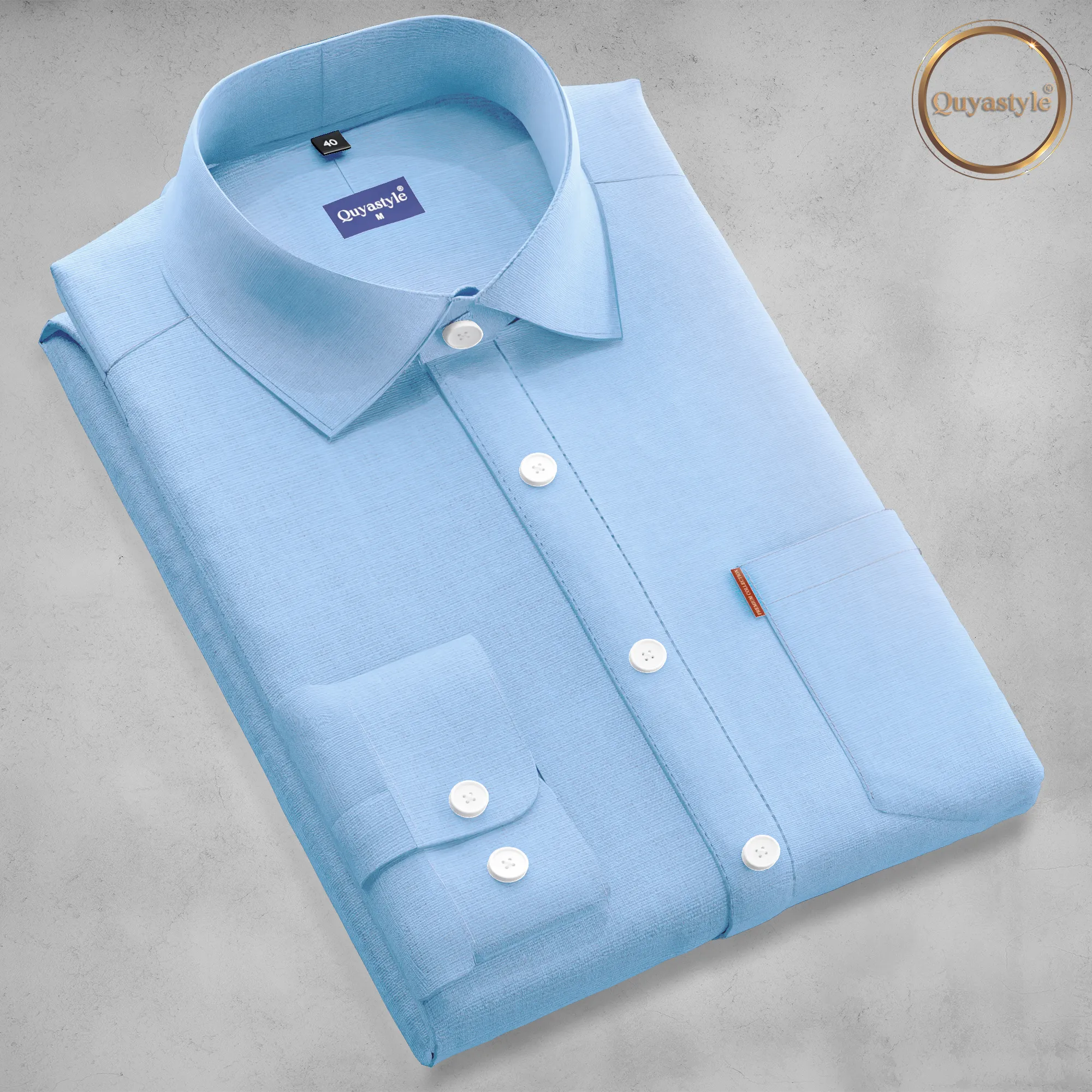 Sky Blue Stylish Mens Full Slevees Solid Formal Shirt