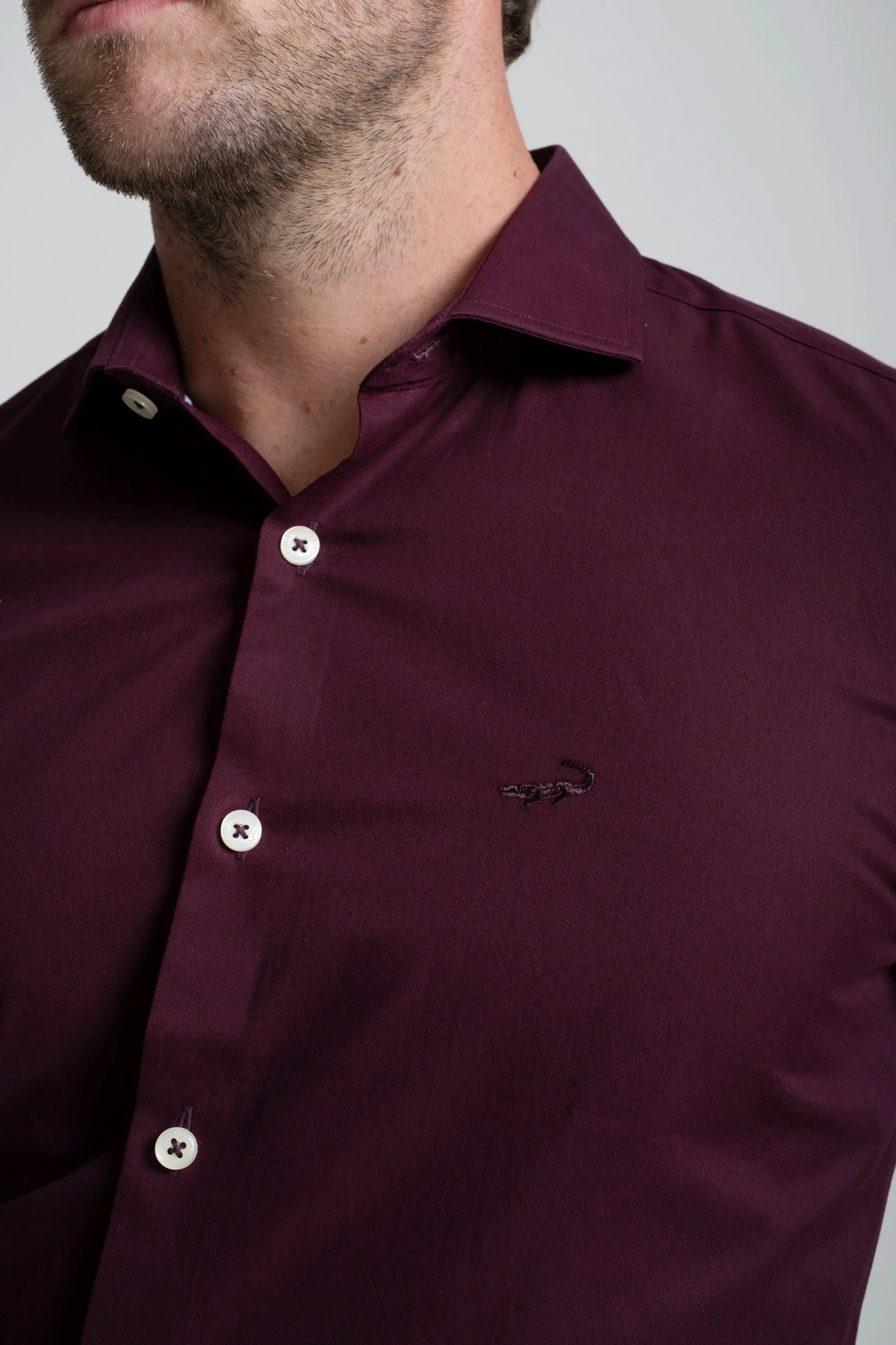 Slim Fit Long Sleeves-Formal Shirts  - Windsor Wine