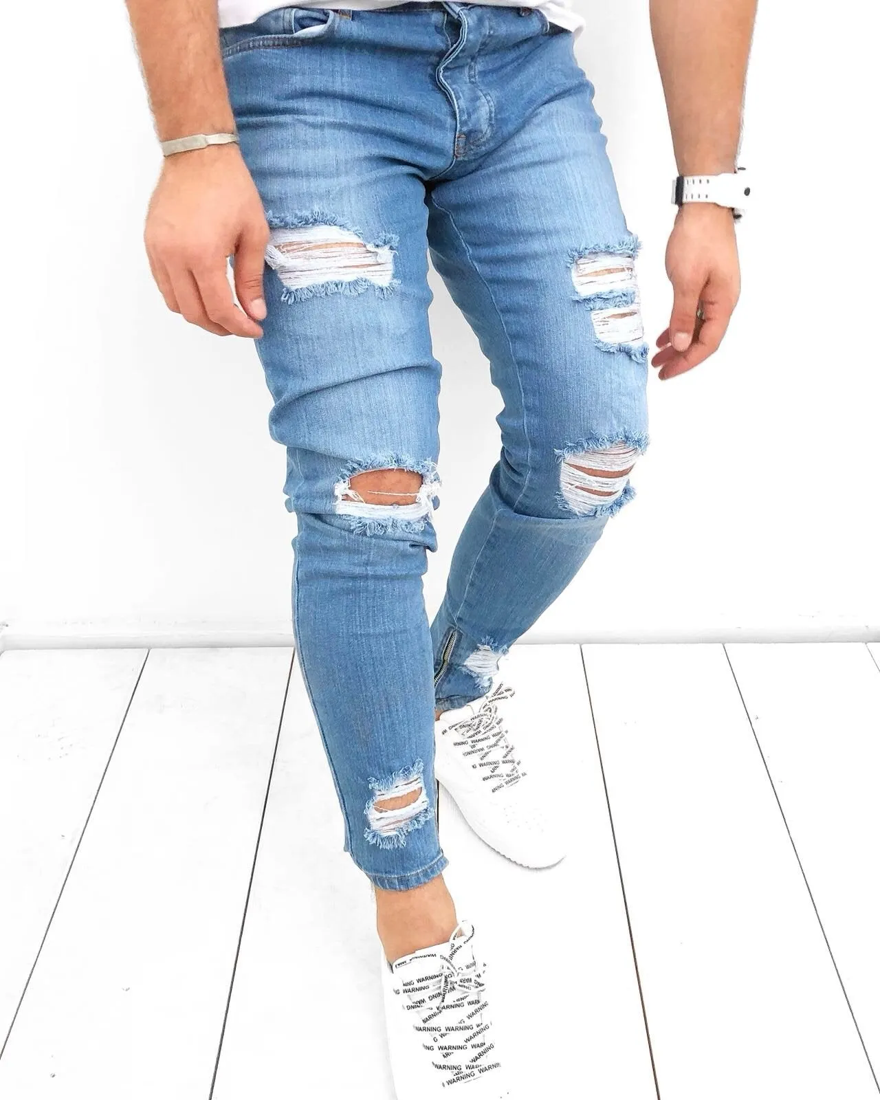 Sneakerjeans Blue Ripped Skinny Jeans KB121